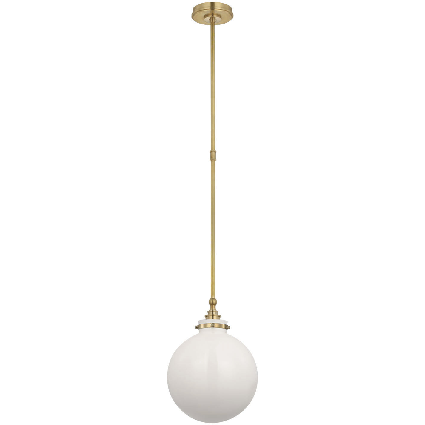 Chapman & Myers Parkington LED 10 inch Antique-Burnished Brass Globe Pendant Ceiling Light in White Glass