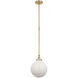 Chapman & Myers Parkington LED 10 inch Antique-Burnished Brass Globe Pendant Ceiling Light in White Glass