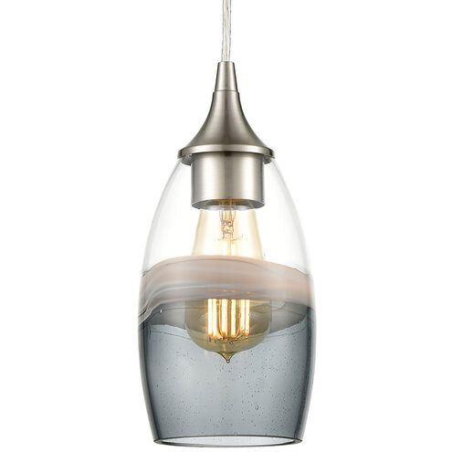 Saronic Gulf 1 Light 5 inch Satin Nickel with Smoke Swirl Multi Pendant Ceiling Light, Configurable