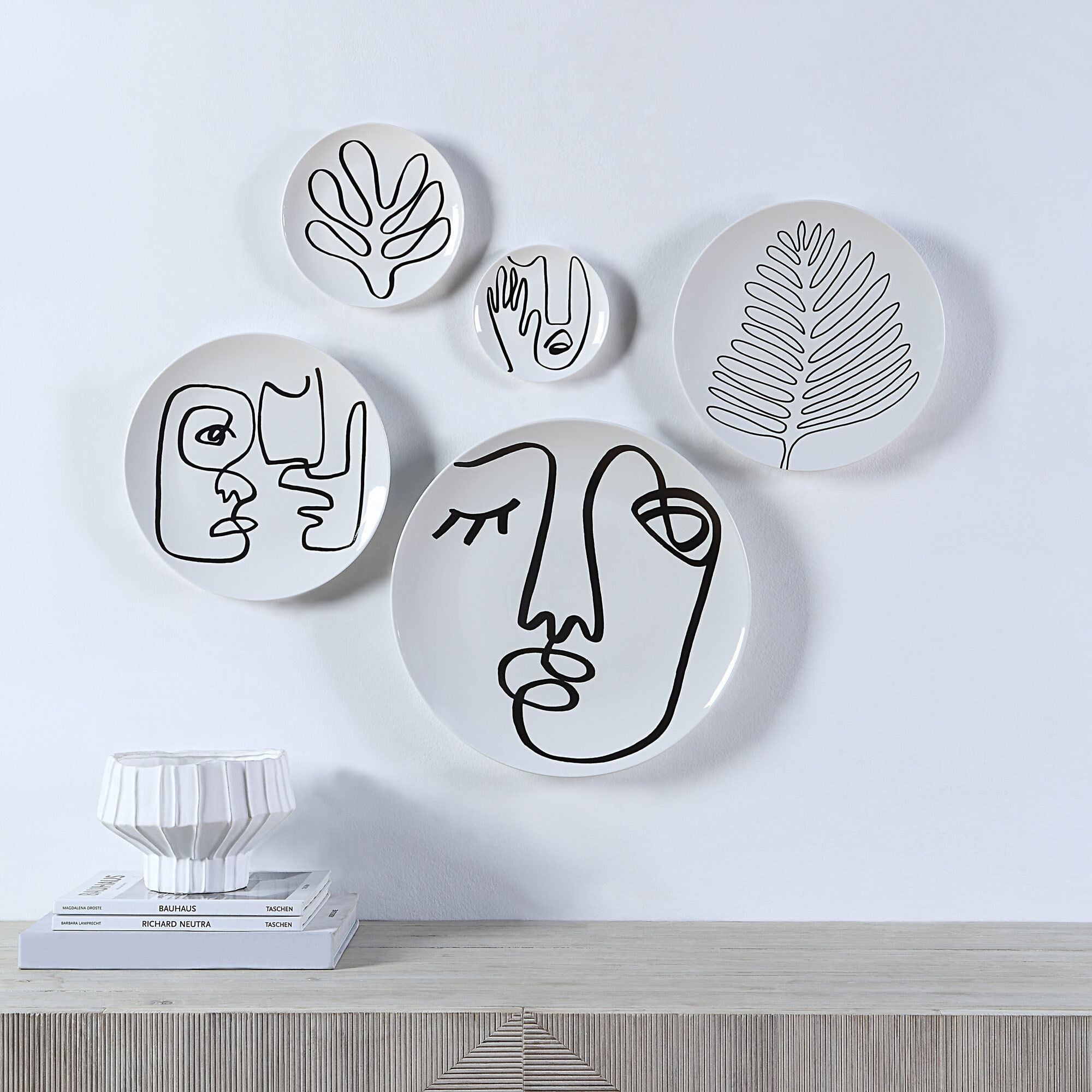 Solange White and Black Wall Decor, Set of 5