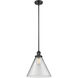 Franklin Restoration Cone LED 12 inch Matte Black Mini Pendant Ceiling Light in Clear, Franklin Restoration