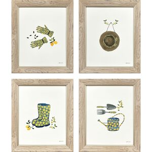 Summer Garden Blue and Yellow and Green and Brown Framed Art