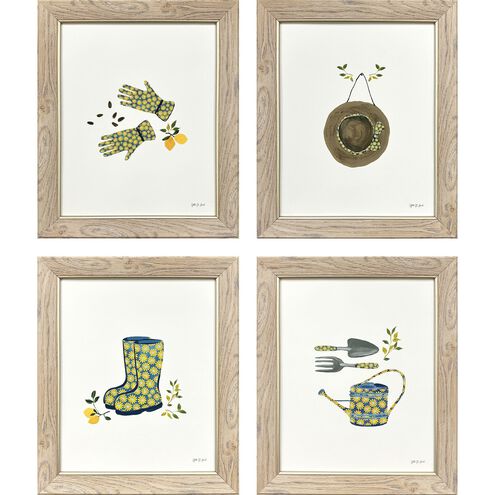 Summer Garden Blue and Yellow and Green and Brown Framed Art