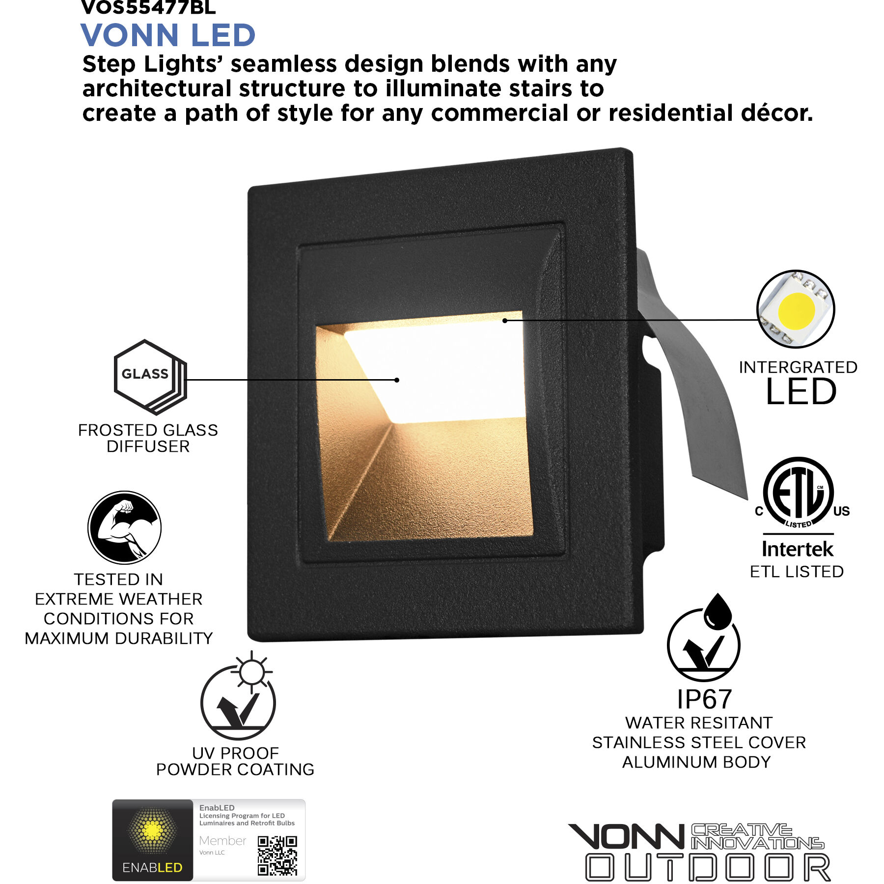 Modern 12 3 watt Matte Black Outdoor Steps Light