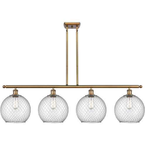 Ballston Large Farmhouse Chicken Wire LED 48 inch Brushed Brass Island Light Ceiling Light, Ballston