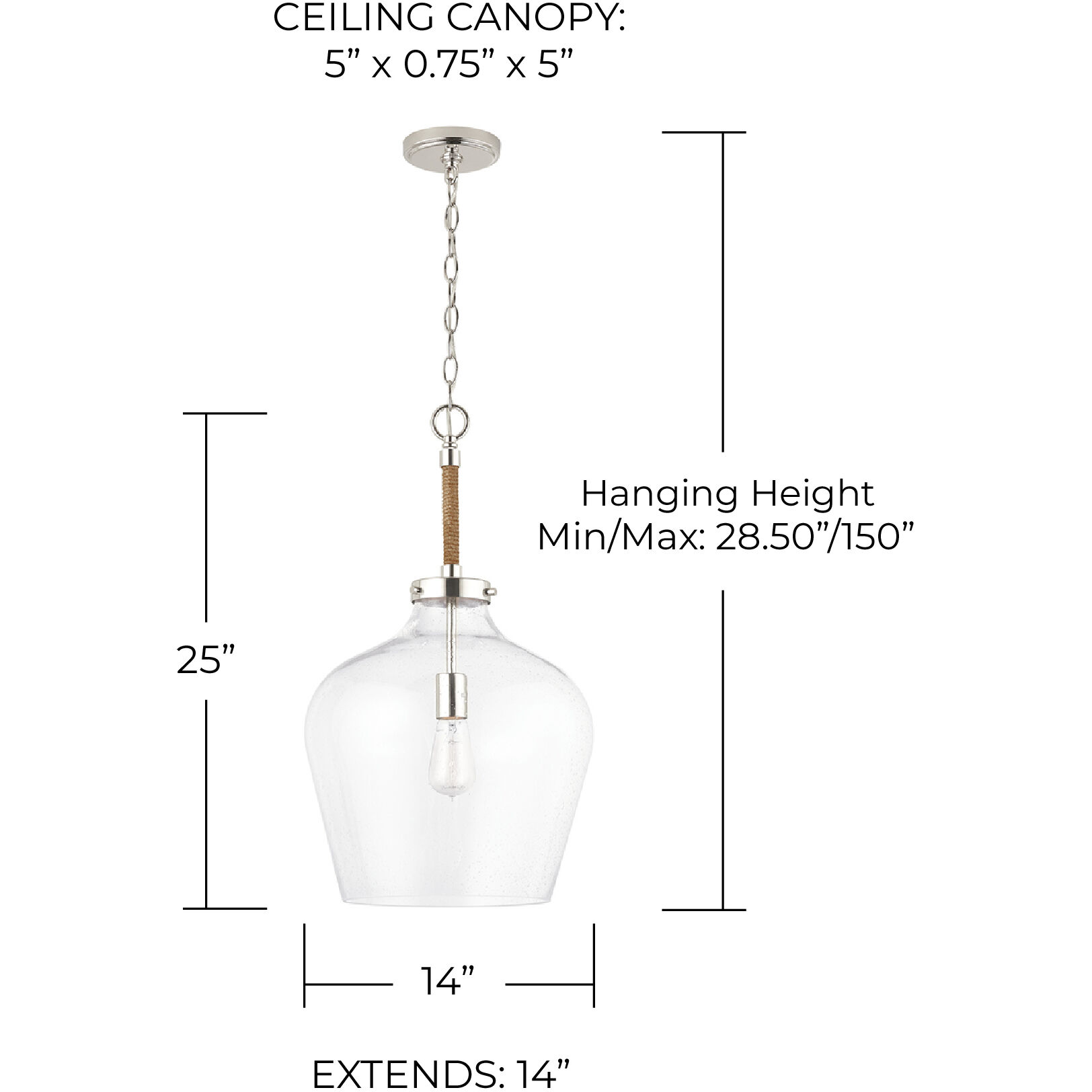 Boland 1 Light 14 inch Polished Nickel Pendant Ceiling Light