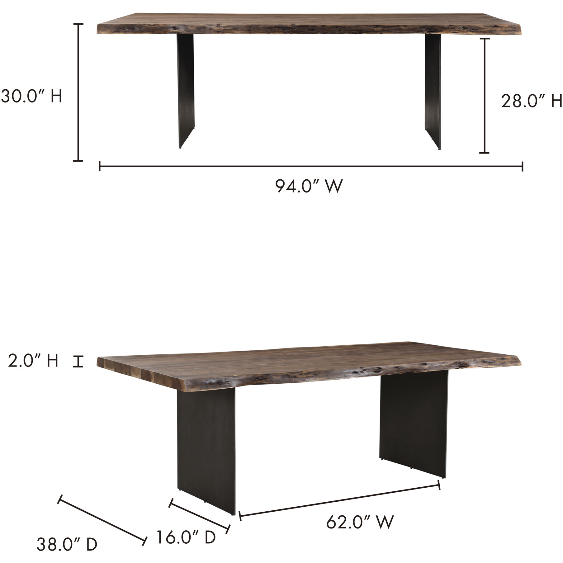 Howell 94 X 38 inch Natural Dining Table