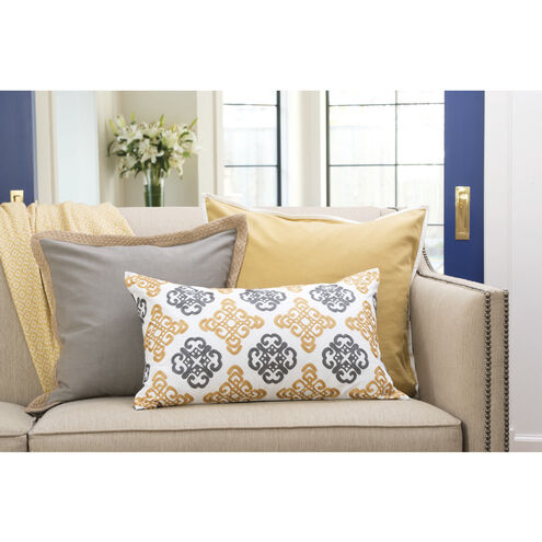 Corely 26 X 5.5 inch Gray with Mustard Lumbar Pillow, 16X26