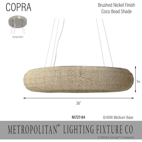 Copra 8 Light 36 inch Nickel Chandelier Ceiling Light