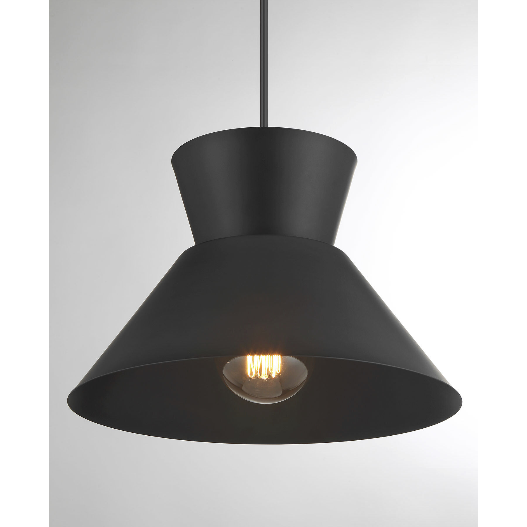 Mid-Century Modern 1 Light 12 inch Matte Black Pendant Ceiling Light