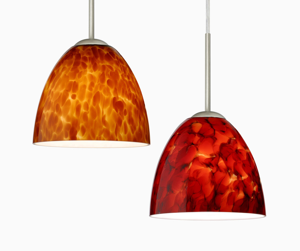 Sasha II 1 Light Satin Nickel Pendant Ceiling Light in Blue Cloud Glass, Halogen