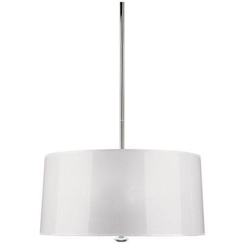 Penelope 3 Light 15 inch Polished Nickel Pendant Ceiling Light in White Ceramik With Silver Mylar