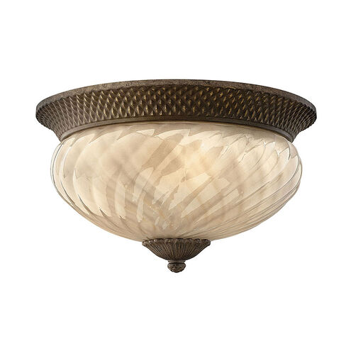 Plantation LED 16 inch Pearl Bronze Outdoor Flush Mount in Etched Amber