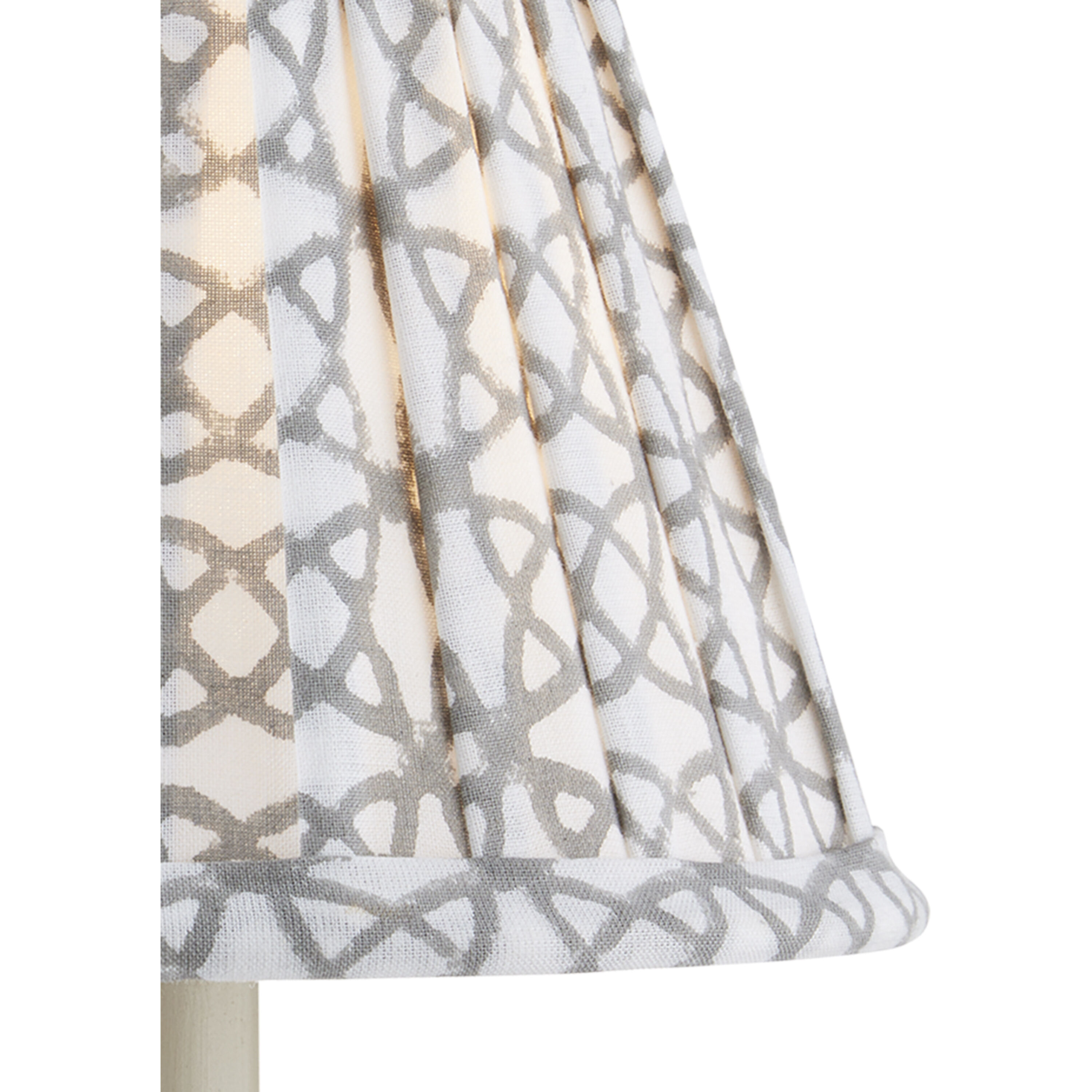 Block Print Natural and Gray Pleated Chandelier Shade