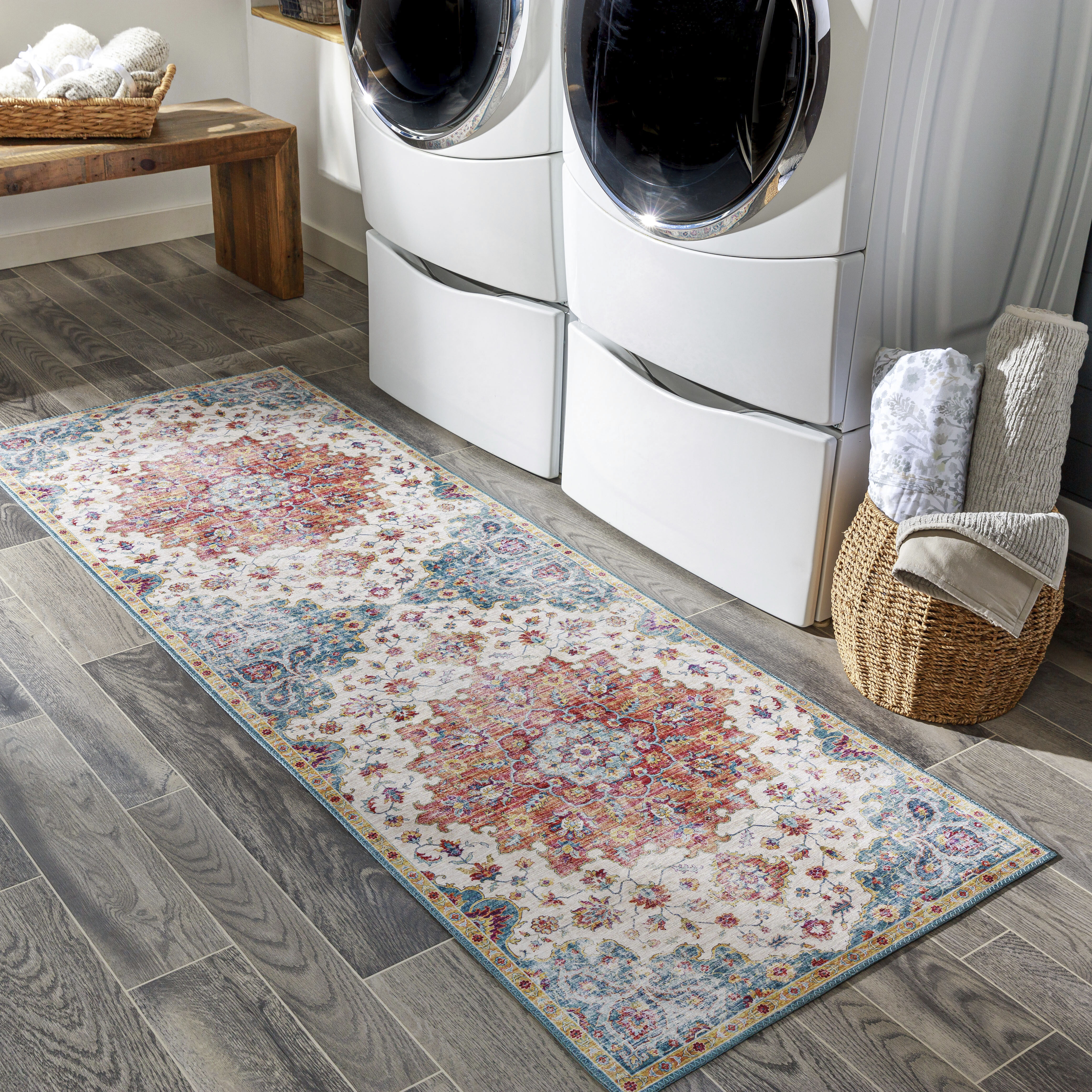 Iris 90 X 30 inch Light Blue Rug in 2.5 x 8, Runner