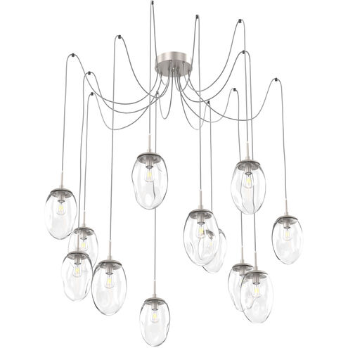 Meteo 12 Light 17 inch Metallic Beige Silver Swag Multi-Pendant Ceiling Light in Clear