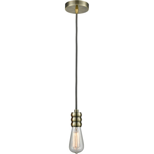Gatsby Bare Bulb 1 Light 2 inch Antique Brass Mini Pendant Ceiling Light in Gray, Gatsby