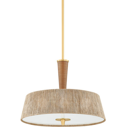 George 3 Light 22 inch Aged Brass Pendant Ceiling Light