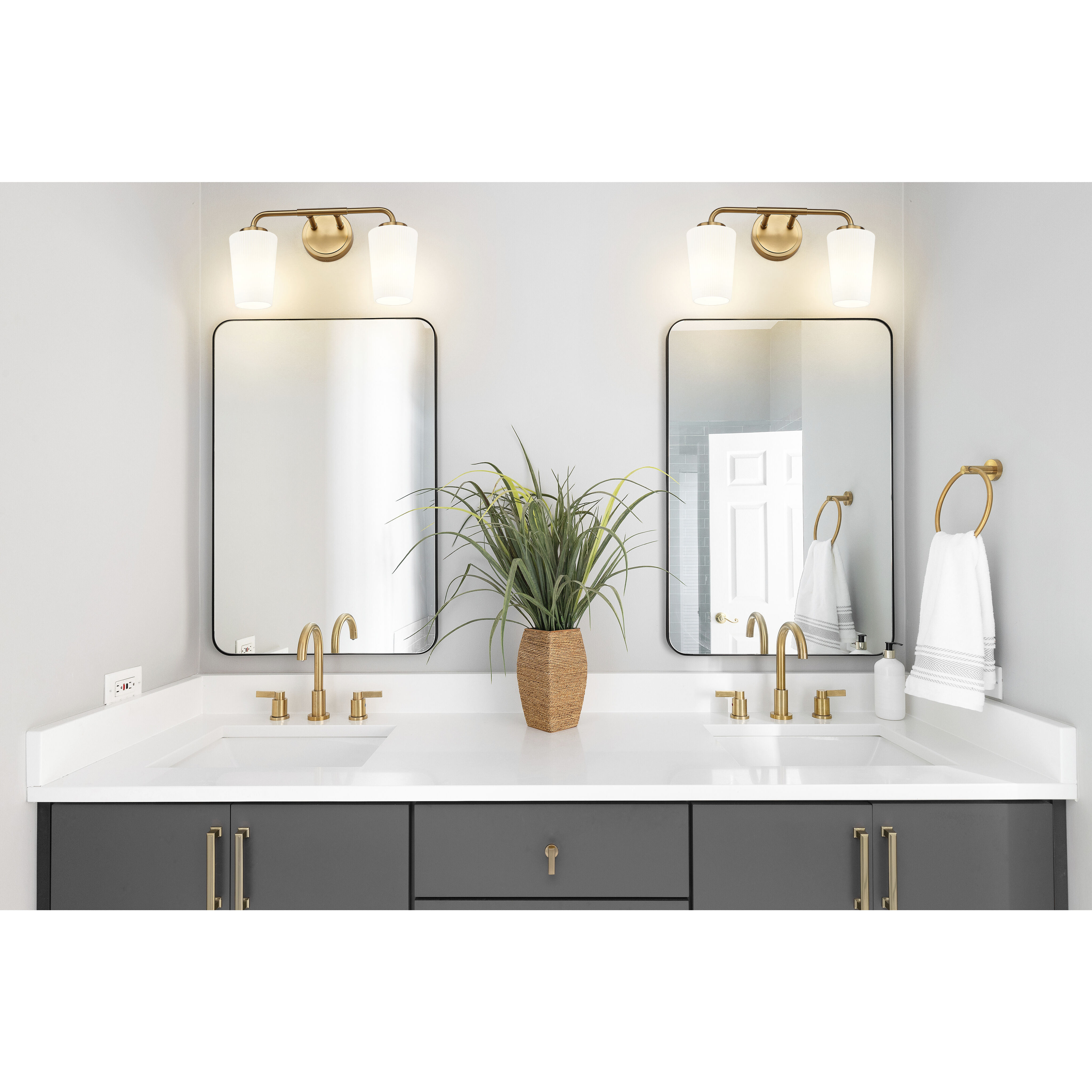 Montford 2 Light 16 inch Modern Gold Bath Vanity Light Wall Light