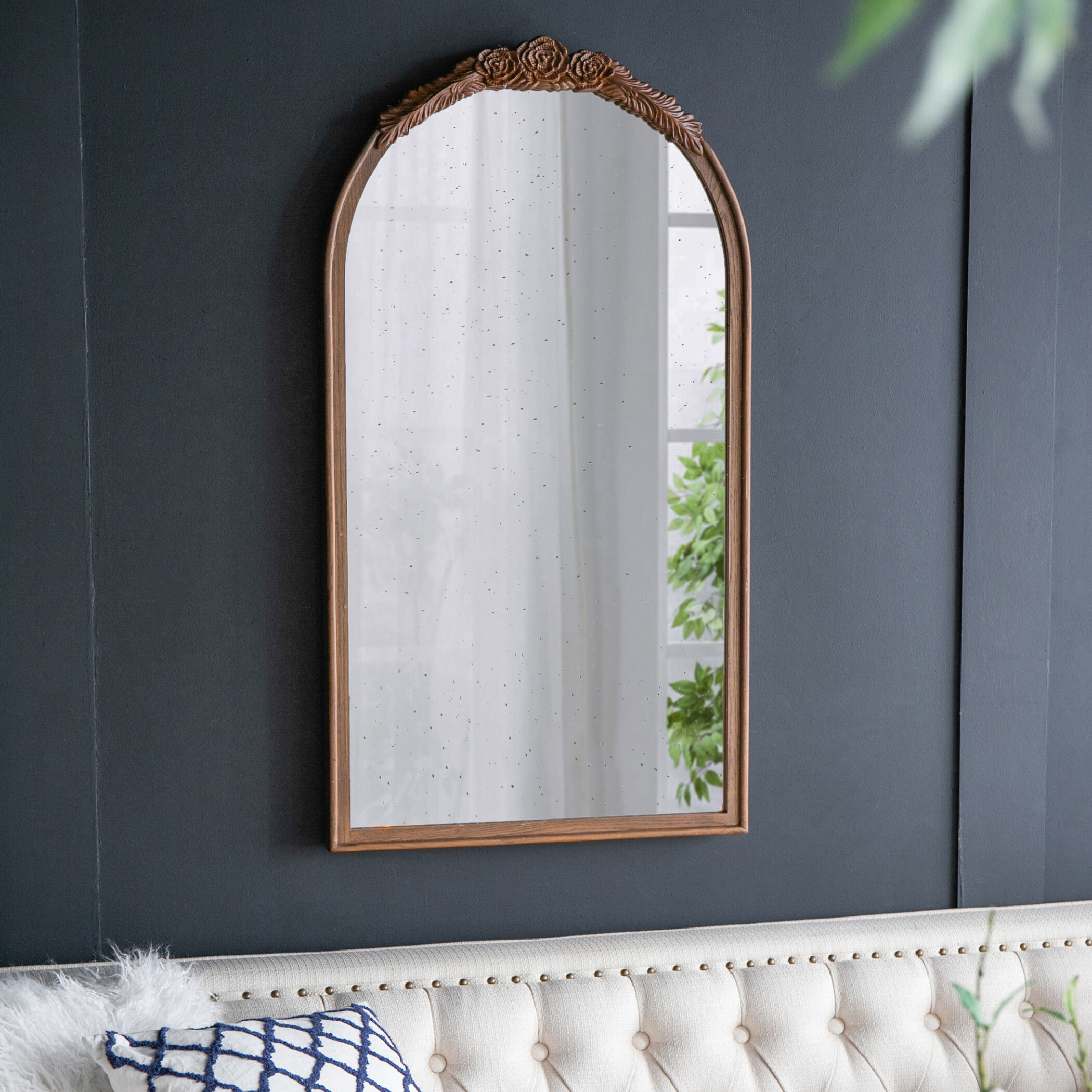 A&B Home 83483-NATU-DS Bingley 41.9 X 22.8 inch Brown Wall Mirror  