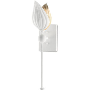 Peace Lily 1 Light 5 inch Gesso White/Silver Leaf Wall Sconce Wall Light