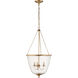 AERIN Pondview 3 Light 19.5 inch Hand-Rubbed Antique Brass Jar Lantern Pendant Ceiling Light, Medium
