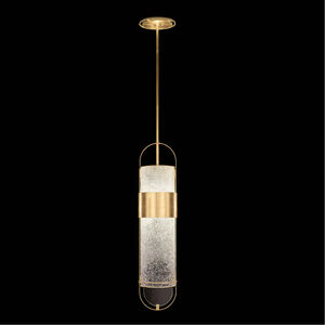 Bond LED 8 inch Gold Pendant Ceiling Light in Diamond Blanket Studio Glass