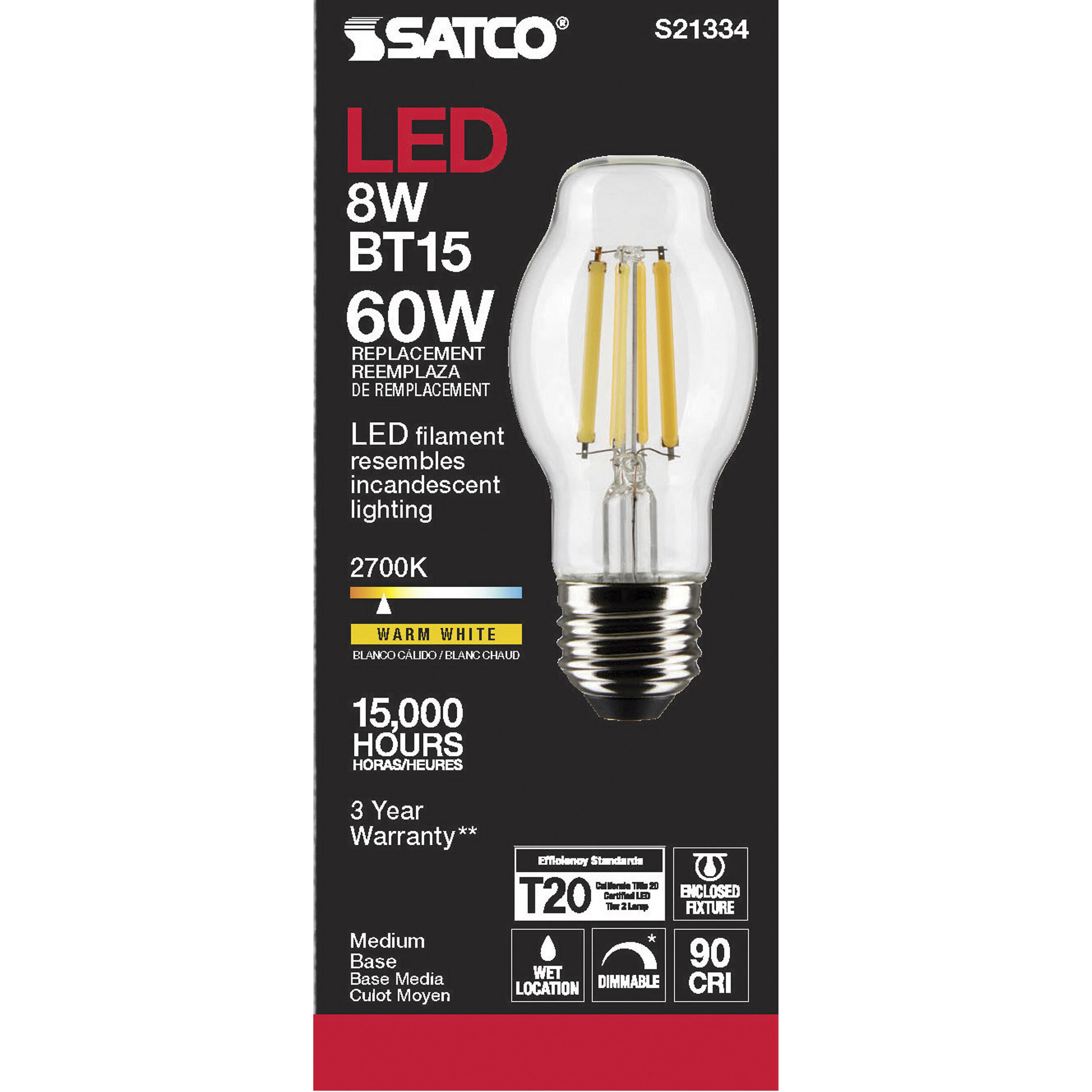 Lumos LED Medium Medium 8.00 watt 2700K LED Filament