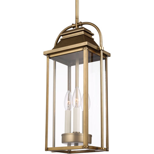 Sean Lavin Wellsworth 3 Light 8.5 inch Painted Distressed Brass Outdoor  Pendant