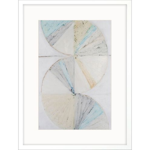 Geometrics Collection Lacquered White Wood Shadow Box Style Framed Art