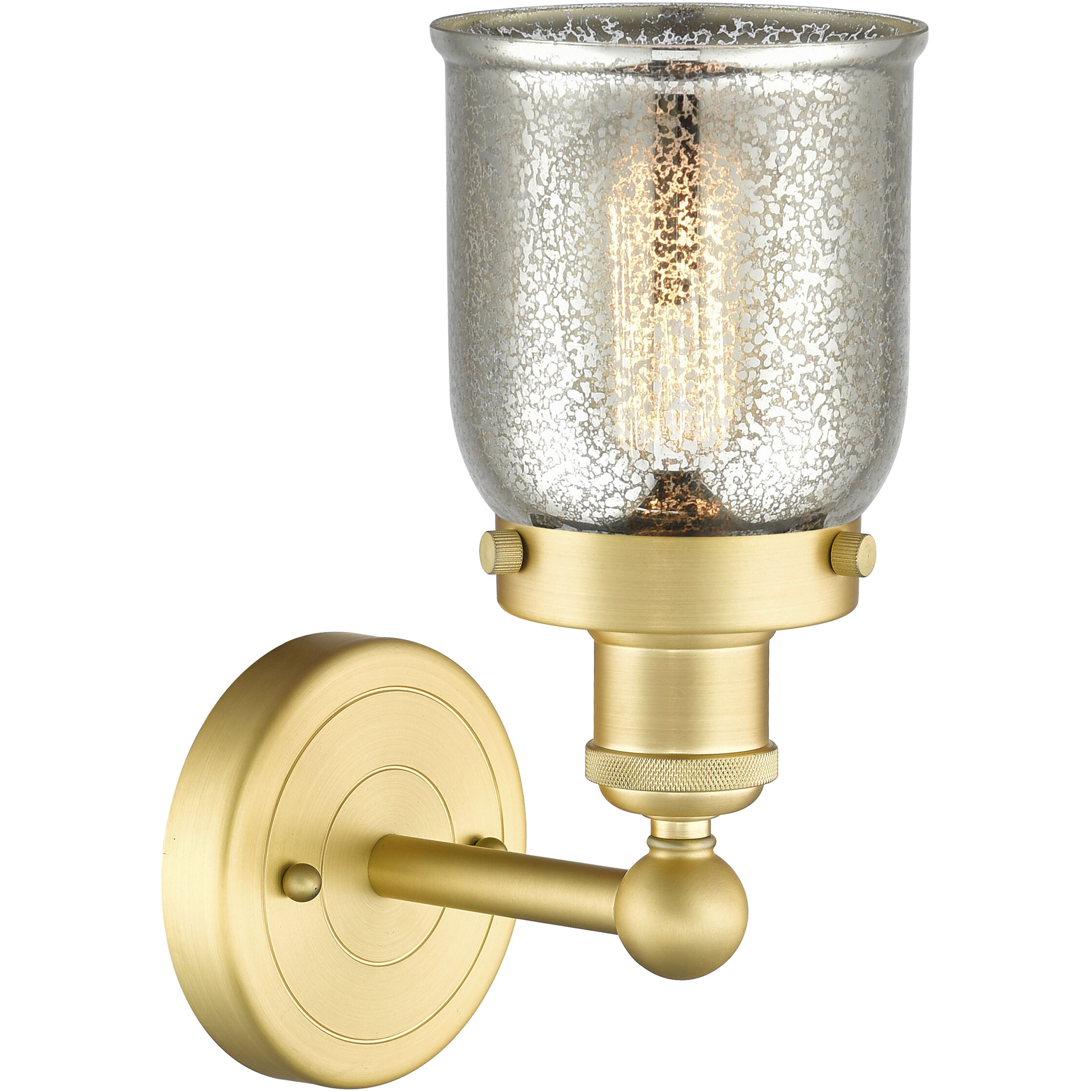 Bell 1 Light 6.5 inch Satin Gold Sconce Wall Light in Silver Plated Mercury Glass, Small
