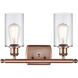 Ballston Clymer LED 16 inch Antique Copper Bath Vanity Light Wall Light in Clear Glass, Ballston