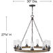 Open Air Sawyer 9 Light 30 inch Sequoia with Iron Rust Outdoor Hanging in Non-LED