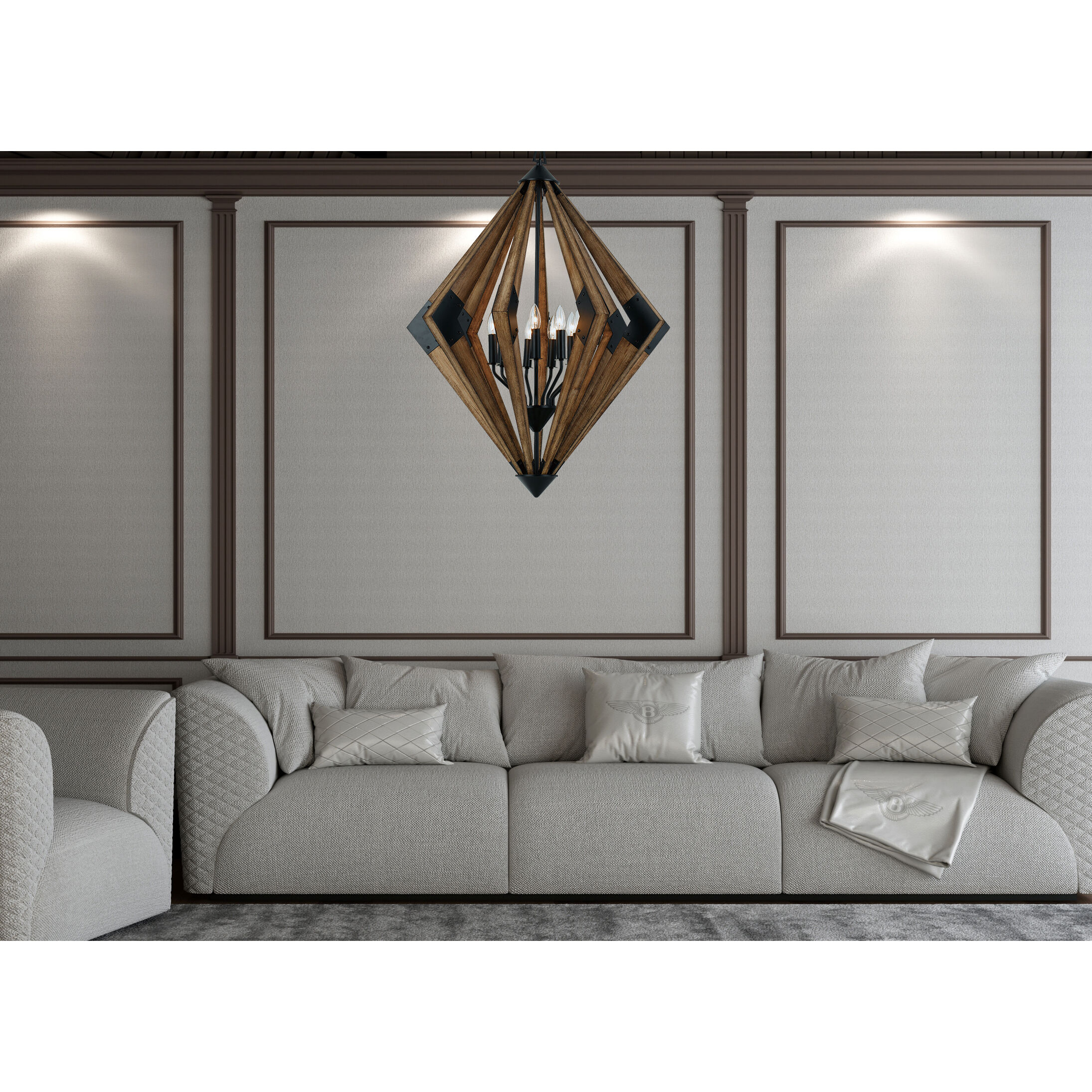 Arezzo 9 Light 30 inch Wood Chandelier Ceiling Light