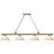 Cordon 4 Light 81.25 inch Rubbed Brass Billiard Ceiling Light in Golden Mottle Glass