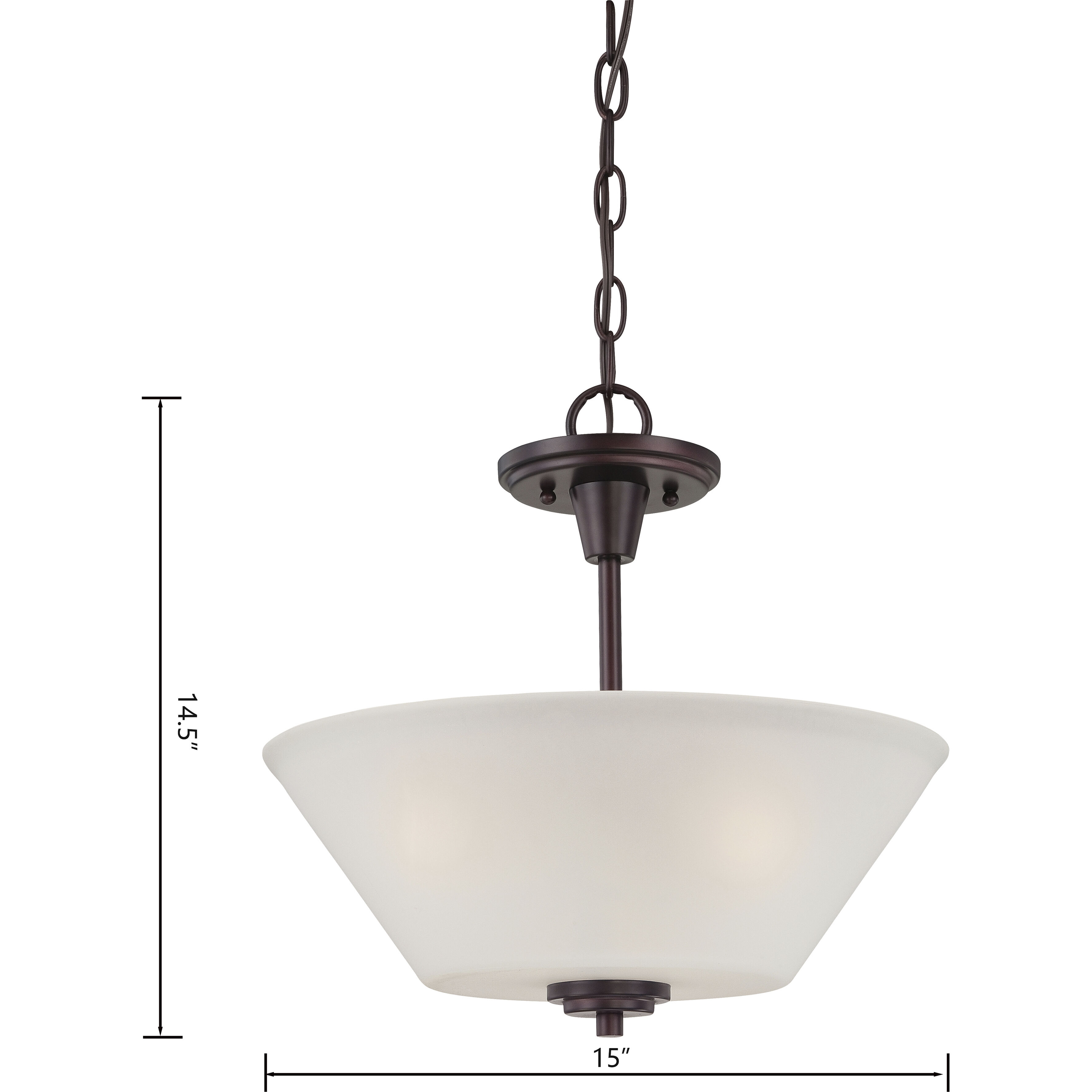 Pittman 2 Light 15 inch Sienna Bronze Semi Flush Mount Ceiling Light