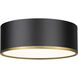 Arlo 3 Light 16 inch Matte Black and Rubbed Brass Flush Mount Ceiling Light