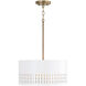 Dash 3 Light 15.5 inch Aged Brass and White Semi-Flush Mount Ceiling Light