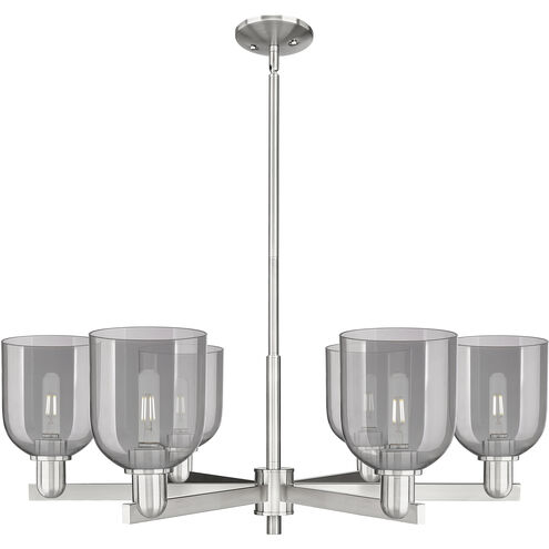 Arcadia Bella 6 Light 35.25 inch Satin Nickel Chandelier Ceiling Light in Light Smoke Glass
