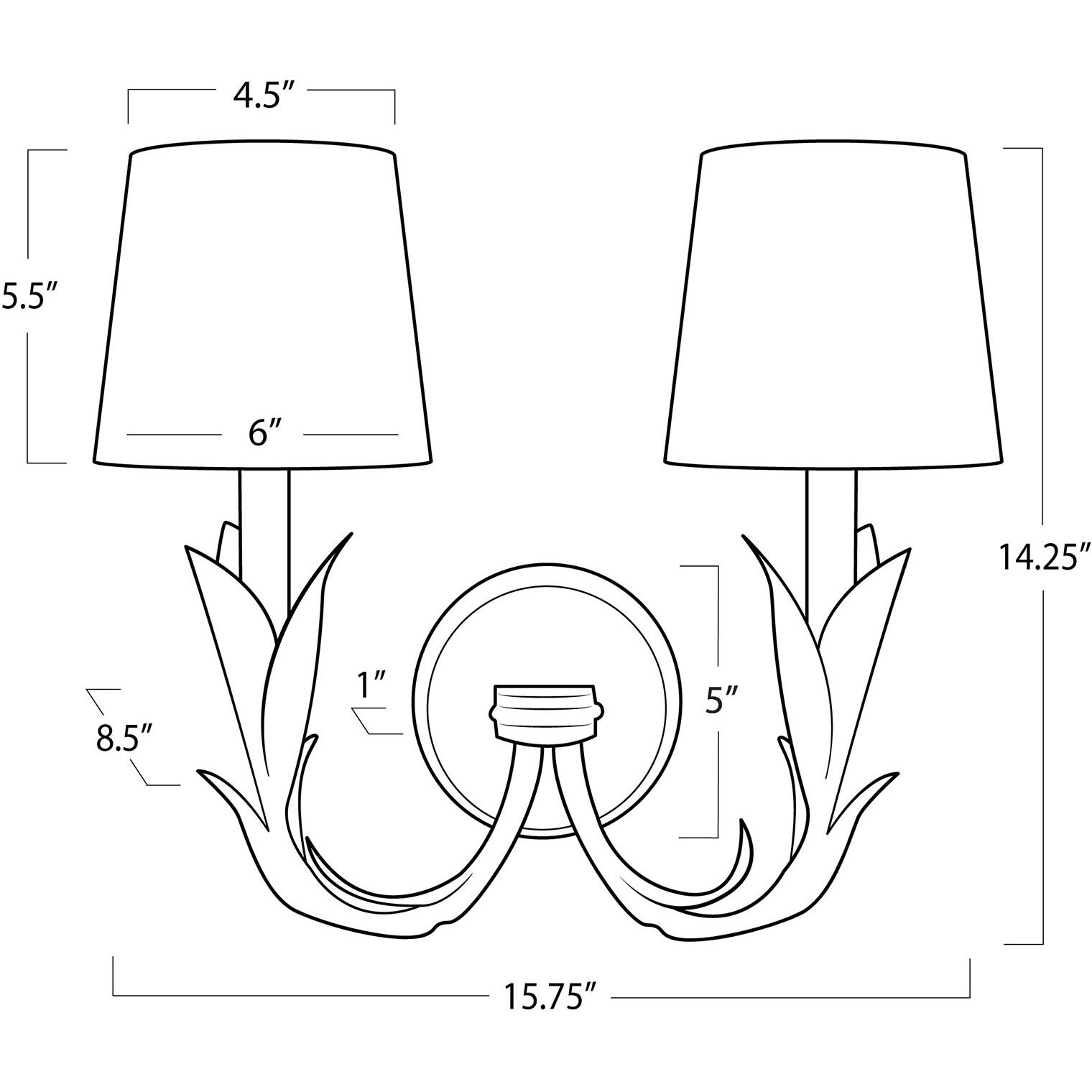 River Reed 2 Light 15.75 inch Gold Wall Sconce Wall Light, Double