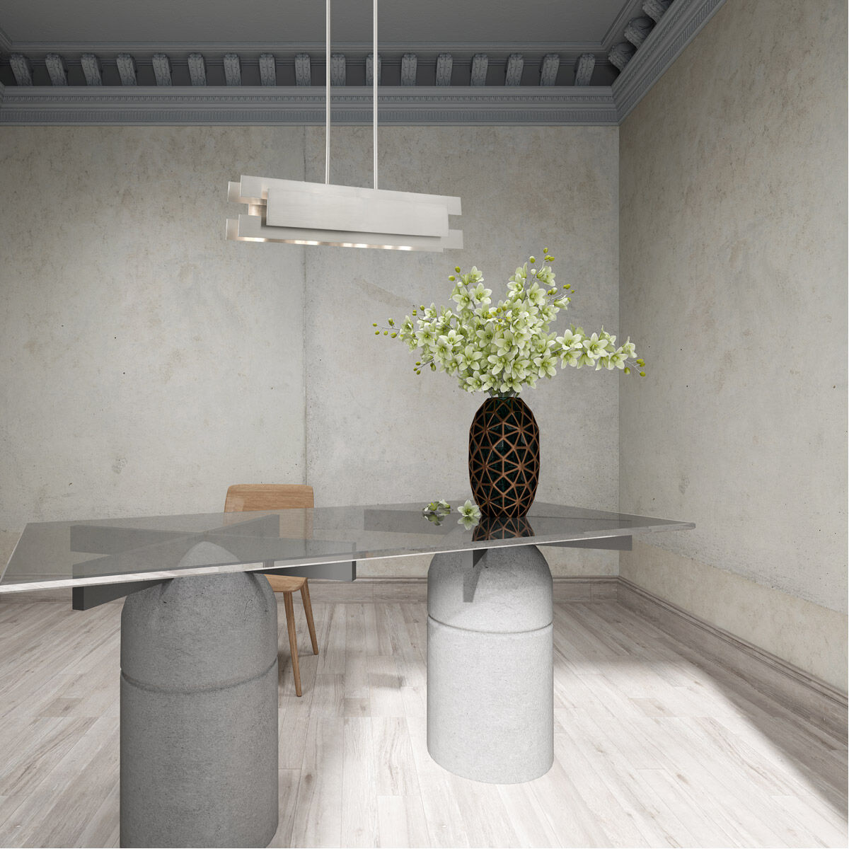 Varick 4 Light 36 inch Brushed Nickel Linear Chandelier Ceiling Light