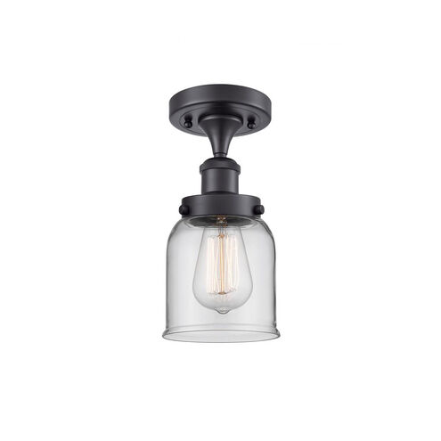 Ballston Small Bell LED 5 inch Matte Black Semi-Flush Mount Ceiling Light in Clear Glass, Ballston