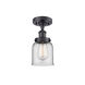 Ballston Small Bell LED 5 inch Matte Black Semi-Flush Mount Ceiling Light in Clear Glass, Ballston