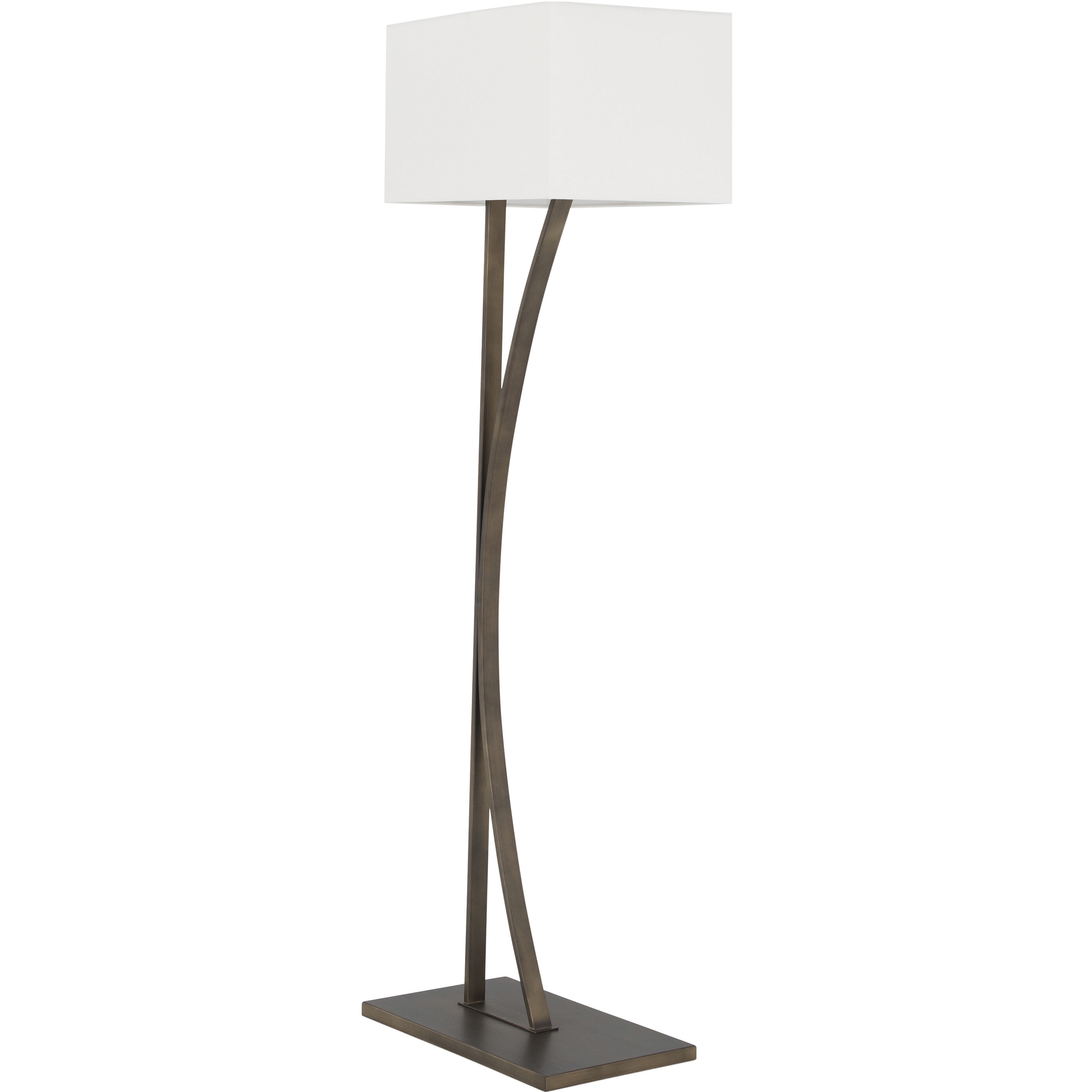 Anya 70.5 inch Brushed Bronze and White Linen Floor Lamp Portable Light