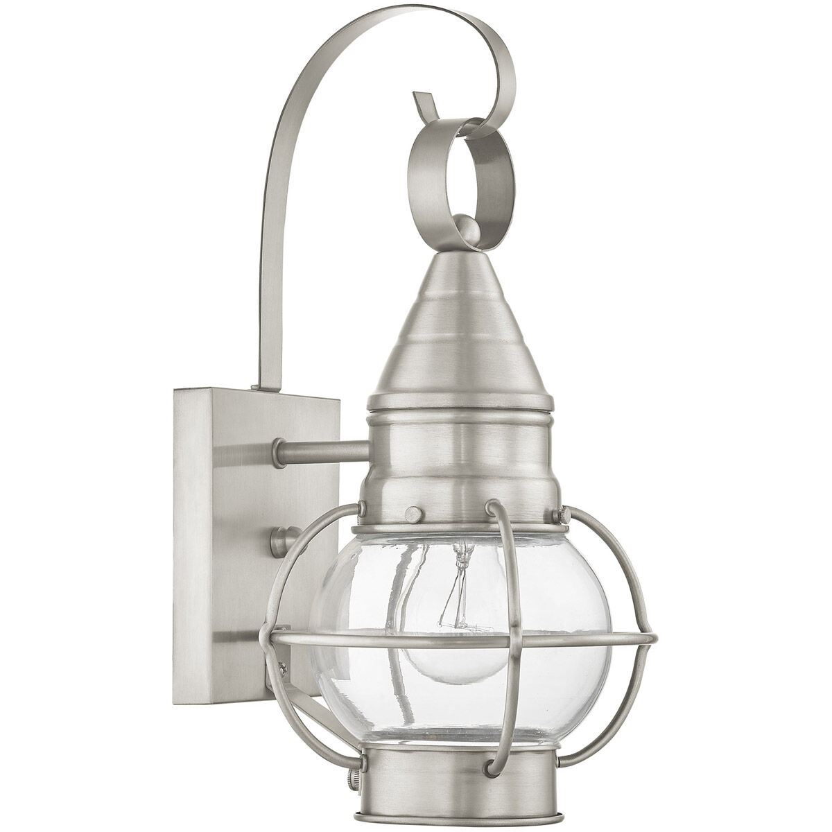 Newburyport 1 Light 14 inch Brushed Nickel Outdoor Wall Lantern