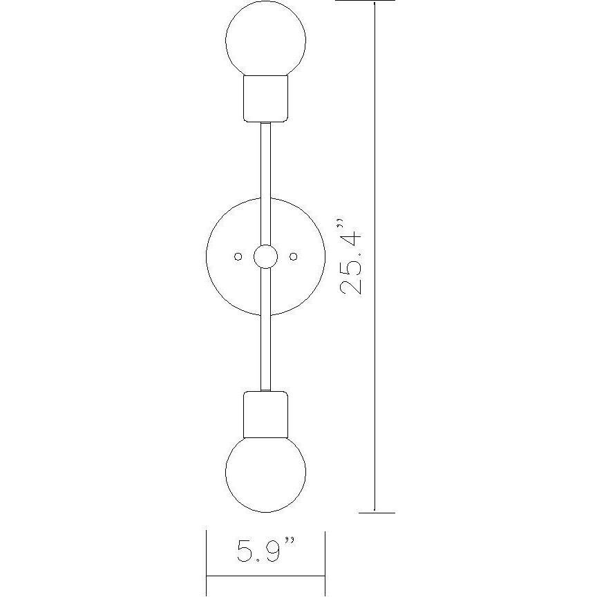 Neutra 2 Light 6 inch Matte Black and Foundry Brass Wall Sconce Wall Light
