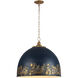 Alison 5 Light 21 inch Vintage Gold Pendant Ceiling Light in Antique Matte Navy