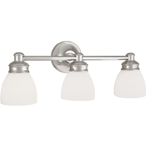 Spencer 3 Light 21.5 inch Chrome with Opal Vanity Light Wall Light