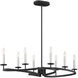 Monteray 8 Light 38 inch Black with Satin Nickel Linear Chandelier Ceiling Light