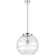 Ballston Athens Deco Swirl LED 15.75 inch Polished Chrome Pendant Ceiling Light in Clear Deco Swirl